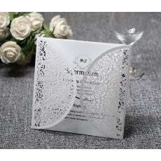 Laser Holder White Rose Invitation Wedding Card Wholesale Square Invitation Card